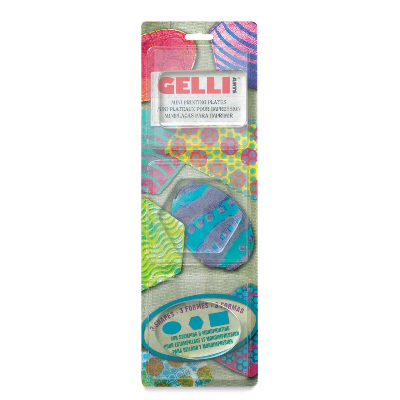 Gelli Arts Printing Plate - Minis, Set of 3, Oval, Rectangle, and Hexagon